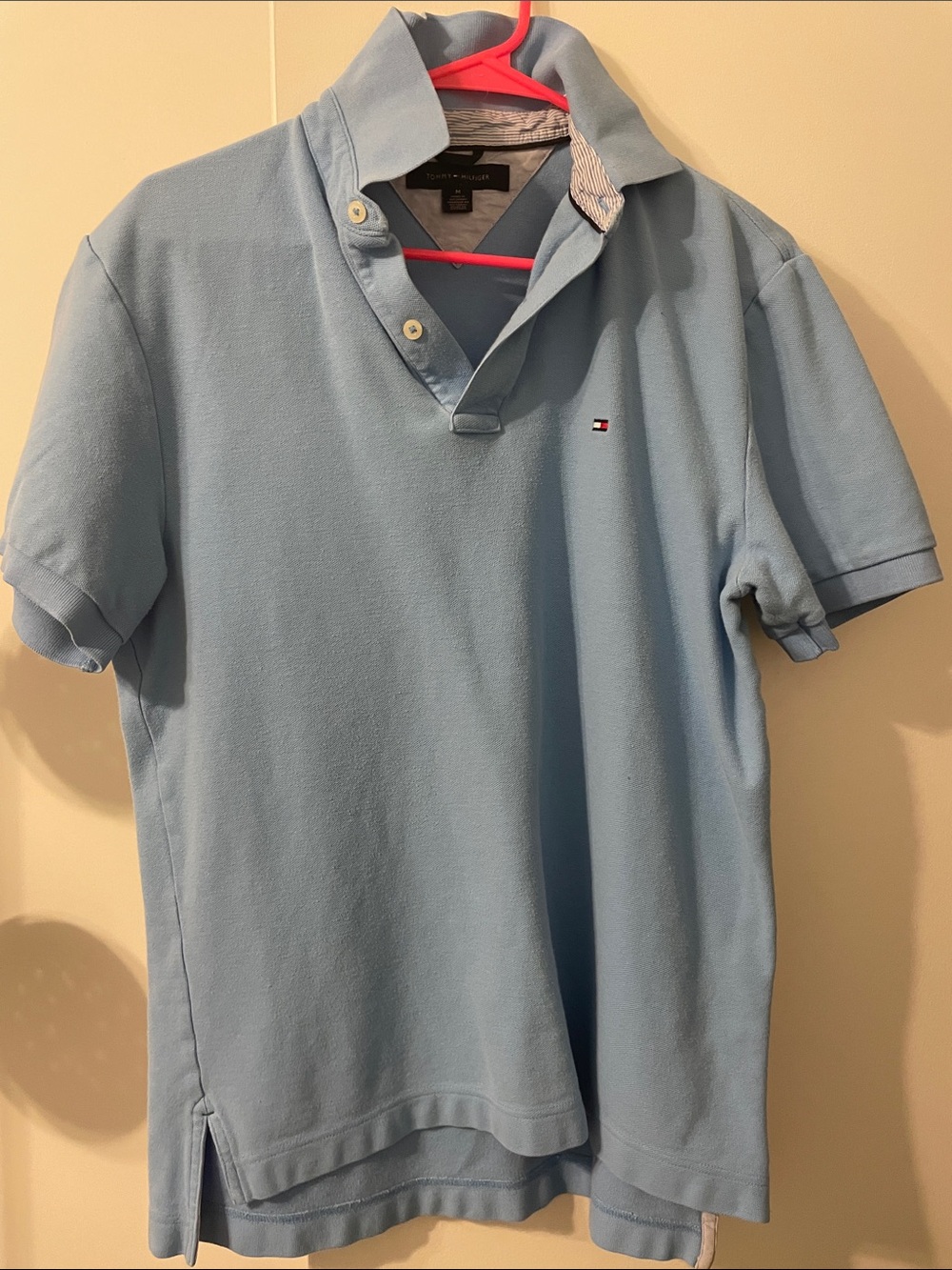 Tommy Hilfiger Men’s Pale Blue Polo with Chest Flag